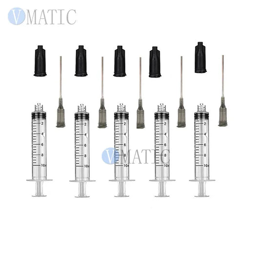Free Shipping Liquid Dispensing Syringes Luer Lock Syringe 10ml/cc + 16G 1'' 1 Inch Tips & Black Syringe Caps