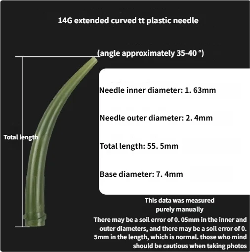 All Plastic Bendable Luer Lock Tips, 10G to 20G Extra Long Curved Dispensing Needles, Ox Horn Design TT Nozzles x 50pcs