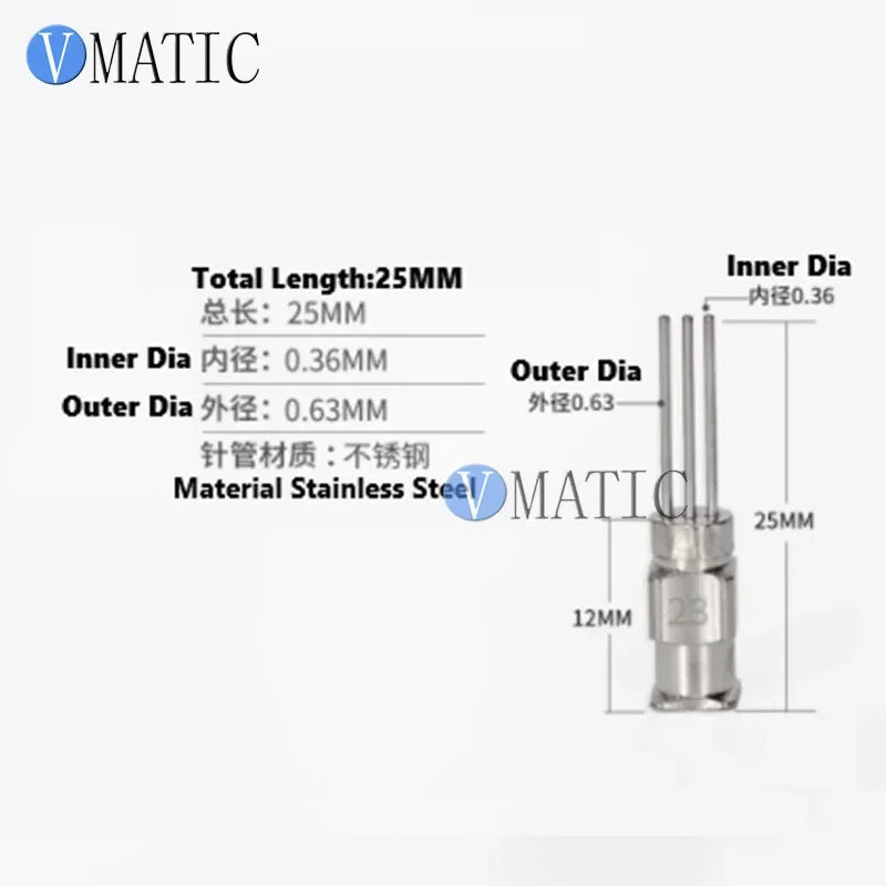 Stainless Steel Triple-Barrel Glue Dispensing Tip - 13mm Short Length, Luer Lock Thread for Jewelry Crystal Setting