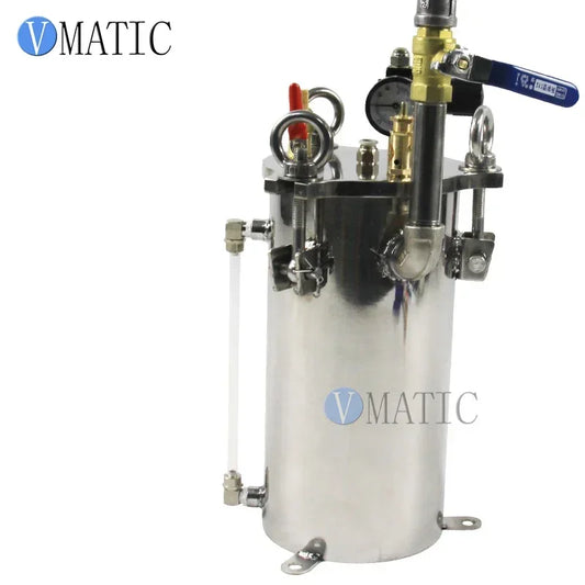 Stainless Steel Pressure Bucket System with Liquid Level Gauge & Air Regulator | Adhesive Dispensing Tank | Fast Shipping