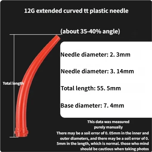 All Plastic Bendable Luer Lock Tips, 10G to 20G Extra Long Curved Dispensing Needles, Ox Horn Design TT Nozzles x 50pcs