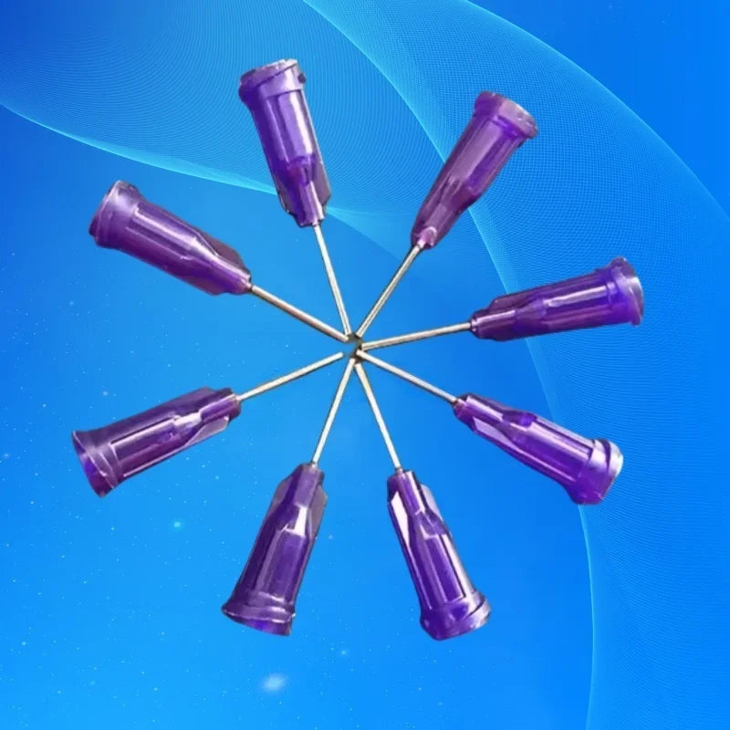 ‌21G Blunt Dispensing Needles | 100-PCS 1/2" Industrial Luer Lock Tips (Purple PC Body）‌