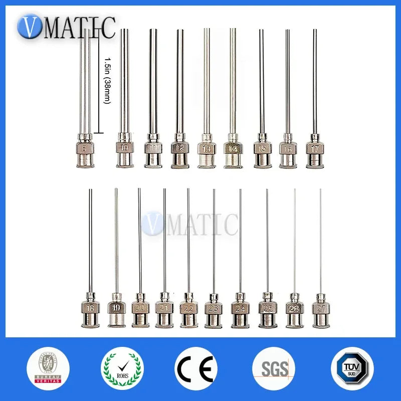 Free Shipping 8G-27G Stainless Steel Dispensing Blunt Needles 1.5'' Length 19Pcs Mix Pack Metal Dispensing Needle 1-1/2 Inch