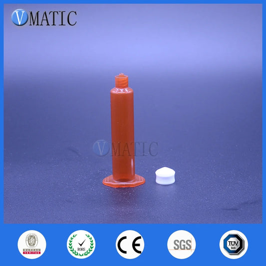 Free Shipping 10cc/ml US Style Glue Dispensing Pneumatic Amber Syringe With Piston Plastic Dispenser Syringes