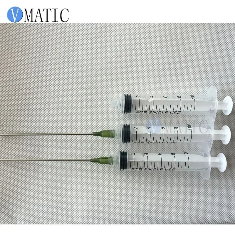 Free Shipping 10ml/10cc Luer Lock Dispensing Syringes With 14G Blunt Tip Fill Needles 9.5Cm Tubing Length