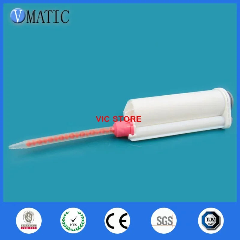 Free Shipping 2Pcs AB Epoxy Gun Cartridge 50 ml Syringe 10:1 Two Component Caulking Cartridge 10:1