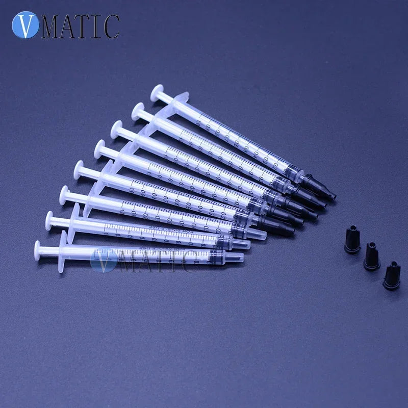 10 Sets/Lot Industrial Precision 1ml Syringe with Luer Lock Tip & Caps - for Epoxy, Silicone & High-Viscosity Adhesive Dispensin