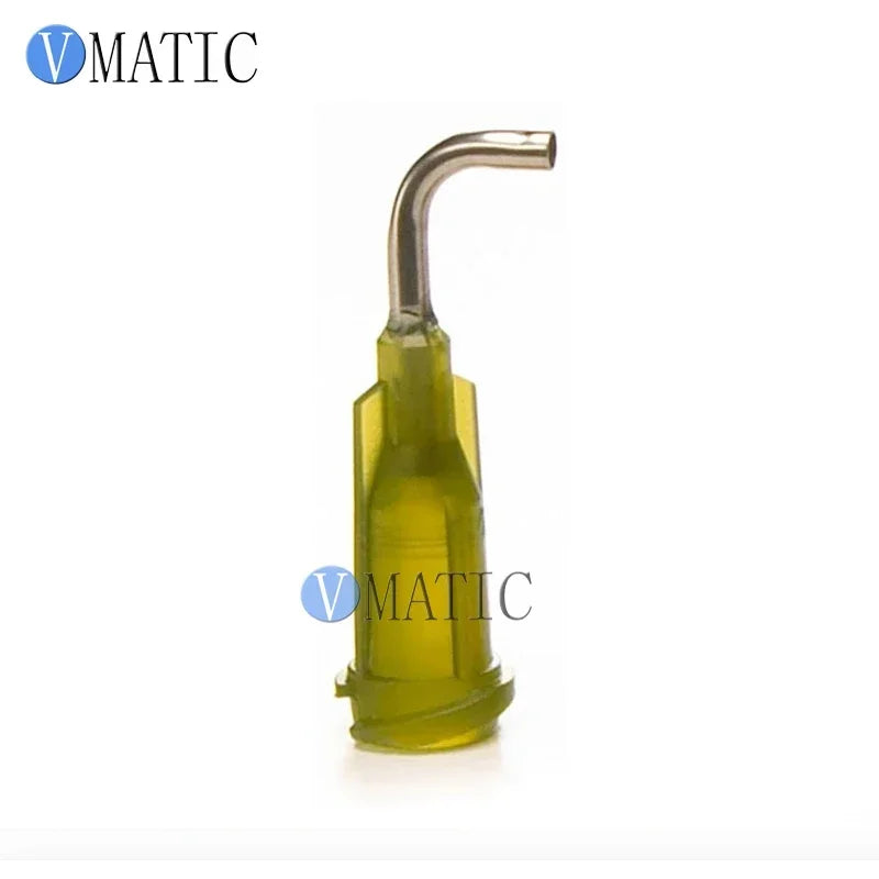 Free Shipping 100Pcs 14G Olive 0.5'' 1/2 Inch Tube 90 Degree Bent Glue Dispensing Needle Tips