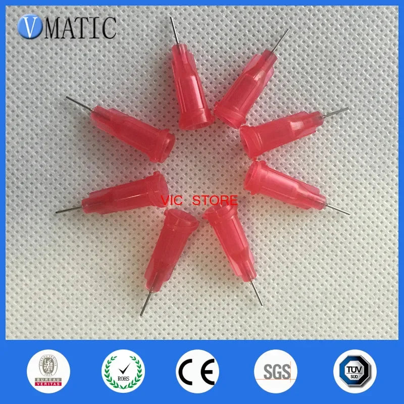 Free Shipping 100Pcs/Lot 25G 1/4'' Inch Stainless Steel Tip Dispensing Screw Needles Red Color Syringe Needle Tips
