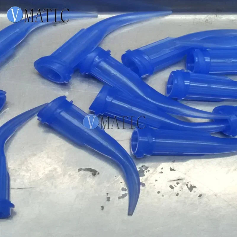 Free Shipping 100pcs 22G Blue Color Plastic Bent TT Glue Dispensing Needle Tips