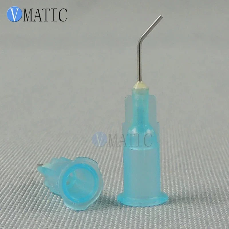 ‌100-Pcs 25G Dispensing Needles | 45° Angled Precision Glue Tips with 0.5'' Bayonet Lock (0.41mm ID, 1/2'' Length) for Electroni