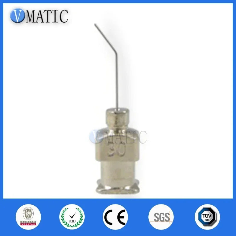 Industrial 45° Bent Dispensing Needle 1/2" 10-30G | 12PCS 304 Stainless Steel Blunt Tip for Adhesive/Silicone/Sealant Applicatio