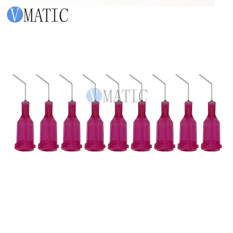 ‌100Pcs 25G 45° Bent Dispensing Needles | 0.5'' SUS304 Red Glue Tips for Precision Adhesive Free Shipping‌