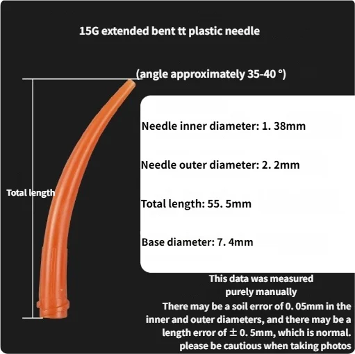 All Plastic Bendable Luer Lock Tips, 10G to 20G Extra Long Curved Dispensing Needles, Ox Horn Design TT Nozzles x 50pcs