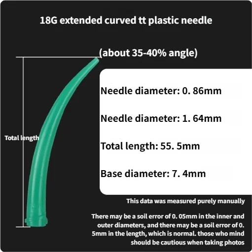 All Plastic Bendable Luer Lock Tips, 10G to 20G Extra Long Curved Dispensing Needles, Ox Horn Design TT Nozzles x 50pcs