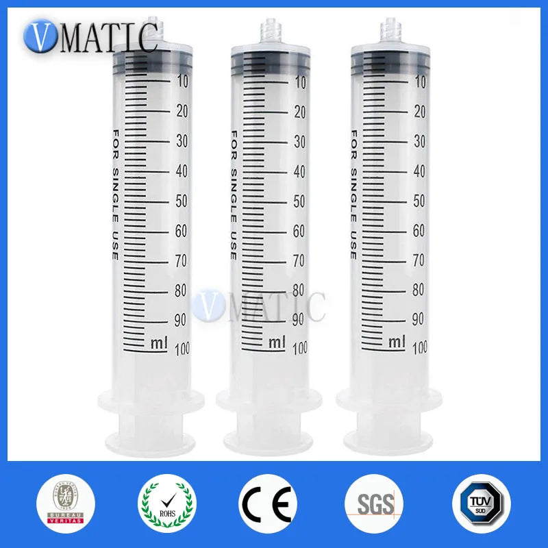High Quality 5Pcs Glue Dispensing Plastic Manual Syringe / Hand Syringe 100cc/ml