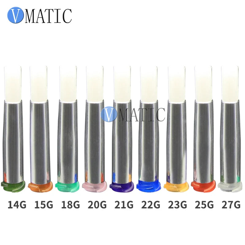 High Quality 10Pcs 14G Dia 5mm Round Brush Tip Liquid Glue Dispensing Syringes Needle Brush Tip