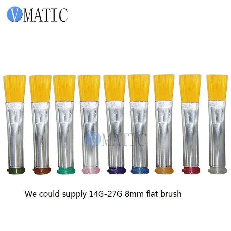 ‌10pcs Multi-Gauge Flat Dispenser Brush | 14G-27G 8mm SS Needle for Electronics Glue Free Shipping‌