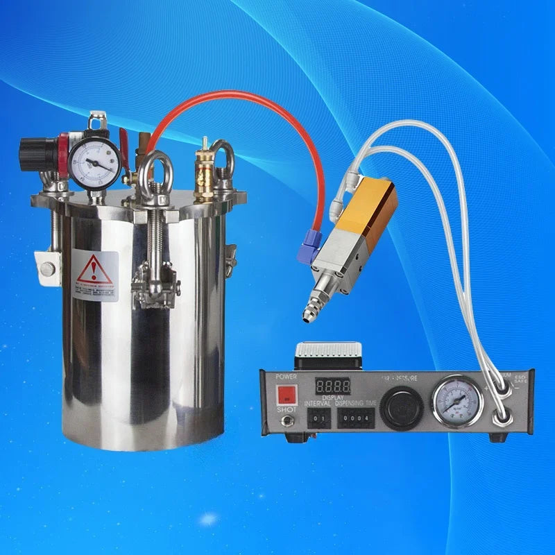 1L Glue Dispensing System | Automatic Suction Valve Controller ▶ 0-100psi Stainless Steel Pressure Vessel‌