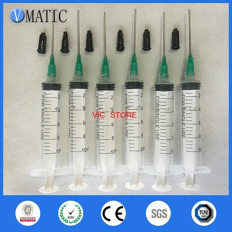 Precision Dispensing Kit 10mL ▶ 18Gx25mm Luer Tips ▏6PCS+Cap Set  ≤0.05μL Residual