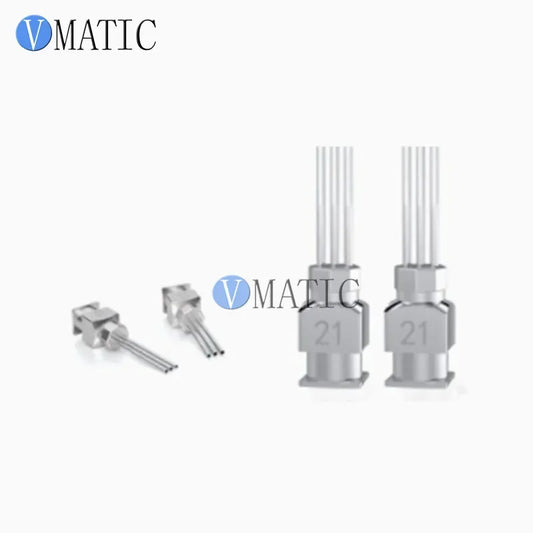 Stainless Steel Triple-Barrel Glue Dispensing Tip - 13mm Short Length, Luer Lock Thread for Jewelry Crystal Setting