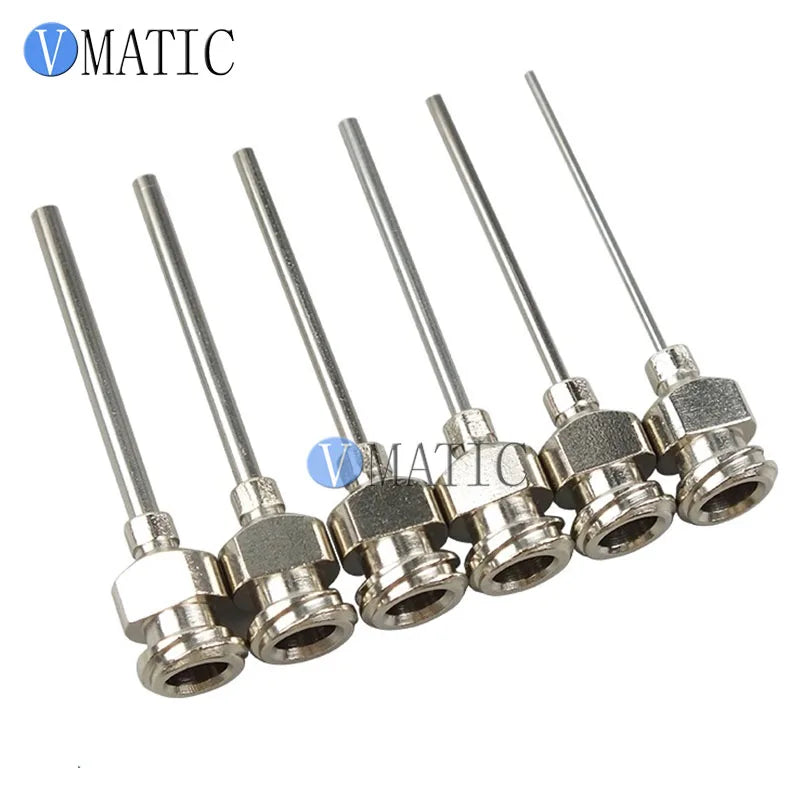Free Shipping Double Thread All Metal Stainless Steel 1 Inch Dispensing Needle - Flat Tip, Precision 25mm Tube Length
