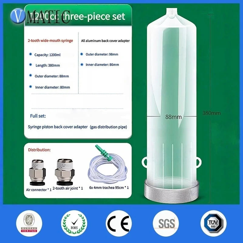 Heavy-Duty Plastic Pneumatic Dispensing Syringe – 1000CC to 2000CC High-Pressure Glue Barrel Large Capacity Container