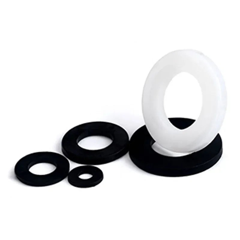 50/100/200Pcs M2-M20 White Black Plastic Nylon Flat Washer Plane Spacer Insulation Gasket Ring For Screws&Bolt