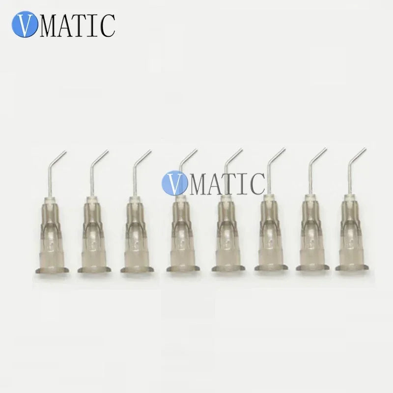 Precision Dispensing Needles 27Gx0.5"(0.4mmx12.7mm) Lock Tips 45° Bent for SMD Epoxy  (Pack of 100)