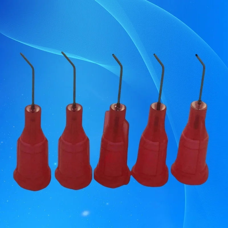 ‌100Pcs 25G 45° Bent Dispensing Needles | 0.5'' SUS304 Red Glue Tips for Precision Adhesive Free Shipping‌