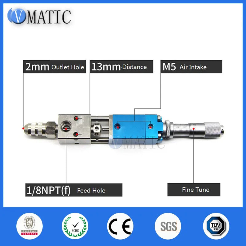 High Quality Pneumatic Double Acting Needle Off (Tip-Seal) Dispensing Valve With Micrometer Tuner
