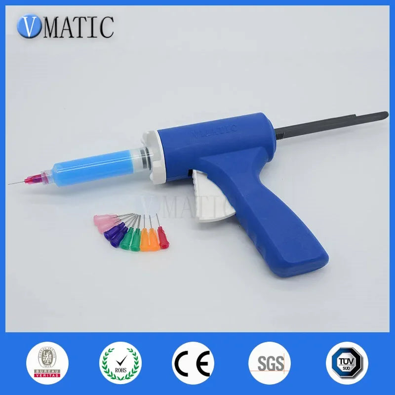 5ml Plastic Dispensing Gun Kit for Soldering Flux - Includes 5cc Syringe & Assorted Needle Tips - Manual Control for Electronics