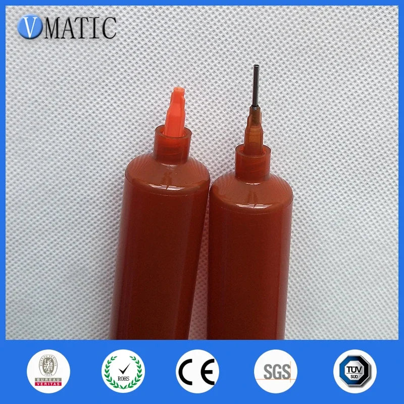 Free Shipping US Style 10 Cc / Ml Glue Dispensing Amber Color Pneumatic Syringe With Piston