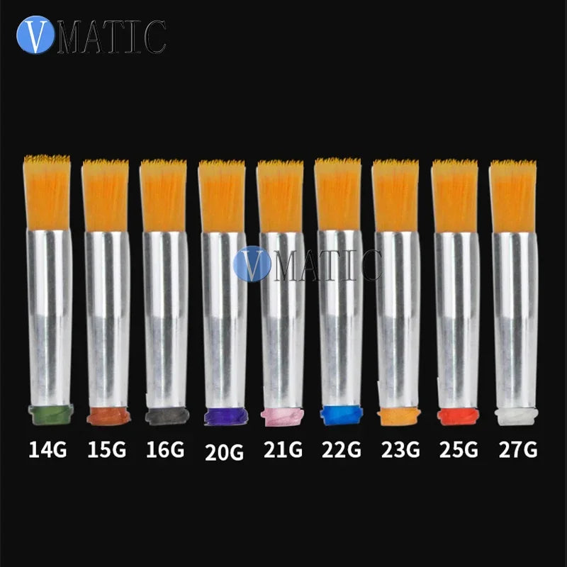 Free Shipping 10pcs 14-27G Yellow Hard Round Type Fluid Glue Dispense Needle Brush Dia 2 to 8 mm