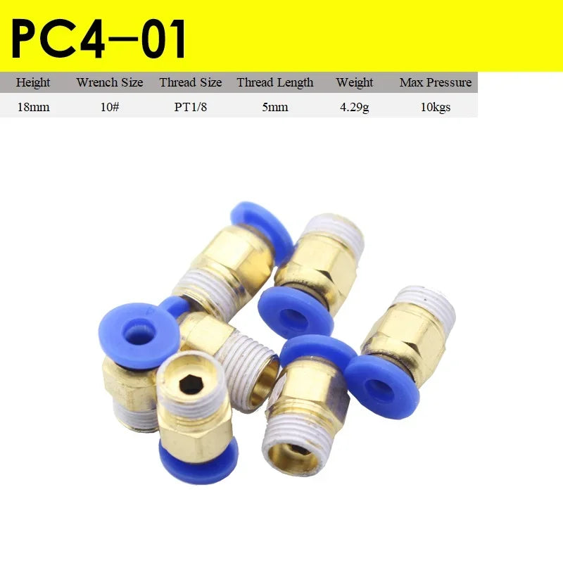 Fast Fitting Adapter Pneumatic 6mm 8mm 10mm 12mm Tube To PC4PC6PC8PC10PC12-M5 Male Thread Pipe Connector 5pcs