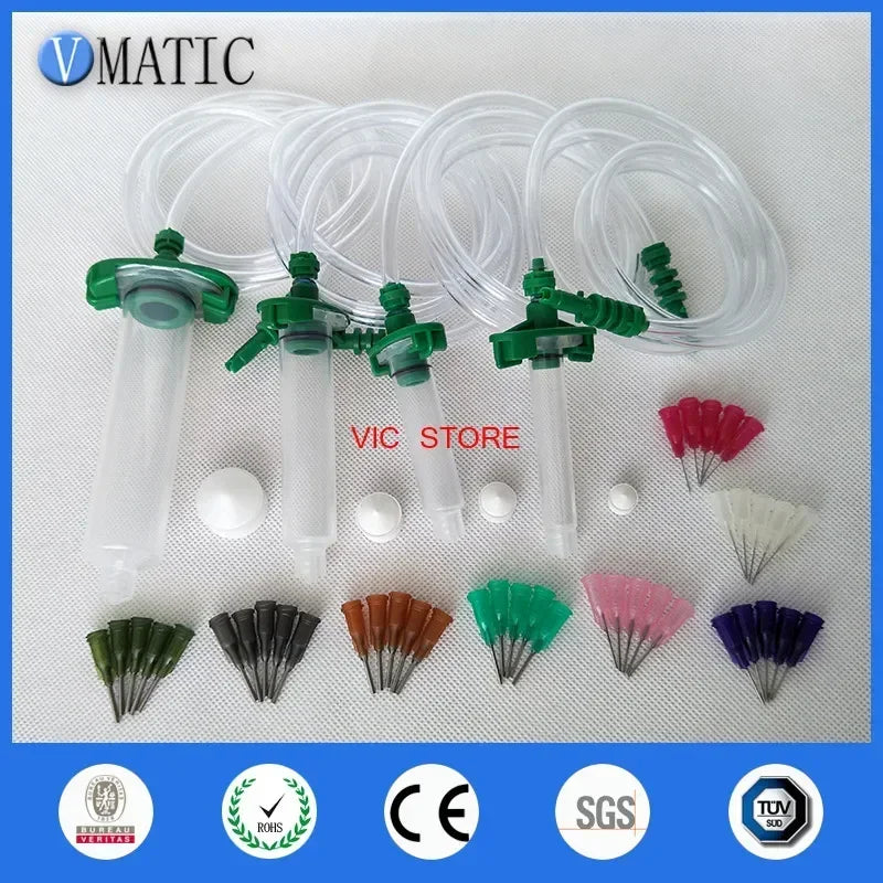 4-in-1 Syringe Kit (30ml+10ml+5ml+3ml) with Luer Lock Dispensing Tips | Industrial Solder Paste Applicator Set