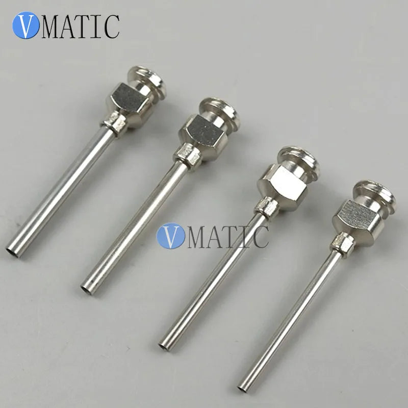 Free Shipping Double Thread All Metal Stainless Steel 1 Inch Dispensing Needle - Flat Tip, Precision 25mm Tube Length