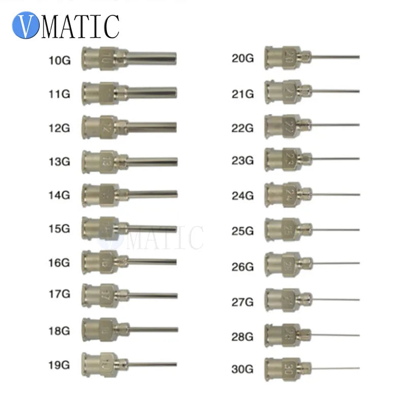 Free Shipping 12Pcs Precision All Metal Needle Tips Blunt Stainless Steel Dispensing Needles Glue Syringe Needle Tips 1/2 Inch