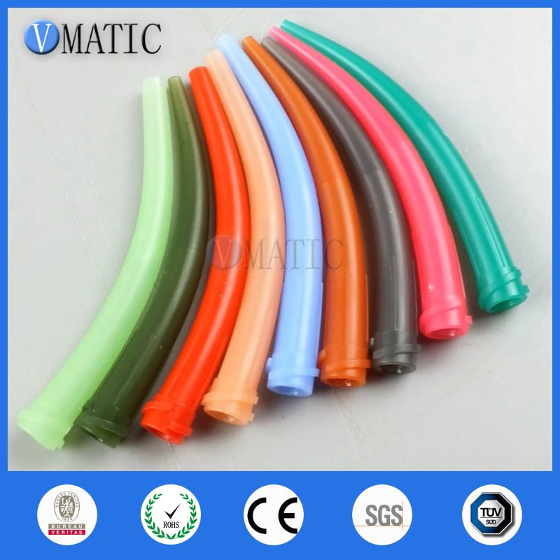 All Plastic Bendable Luer Lock Tips, 10G to 20G Extra Long Curved Dispensing Needles, Ox Horn Design TT Nozzles x 50pcs