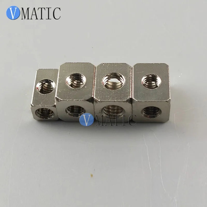 Miniature Rectangular Pneumatic Fitting - M5/M6 Female Thread - Tee & Cross - Full Metal (Nickel Plated Brass)