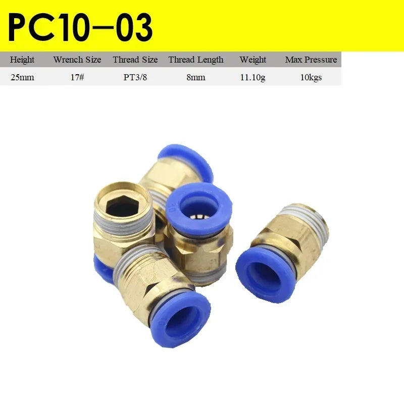 5pcs Fast Twist Pneumatic 6mm 8mm 10mm 12mm Tube To PC4PC6PC8PC10PC12-M5 Male Thread Stainless Steel Pipe Fittings Connector