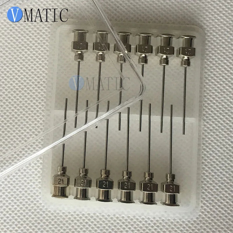 Free Shipping 12 Pcs 1 Inch Tip 21G Blunt Stainless Steel Glue Liquid Fluid Dispensing Syringe Needle