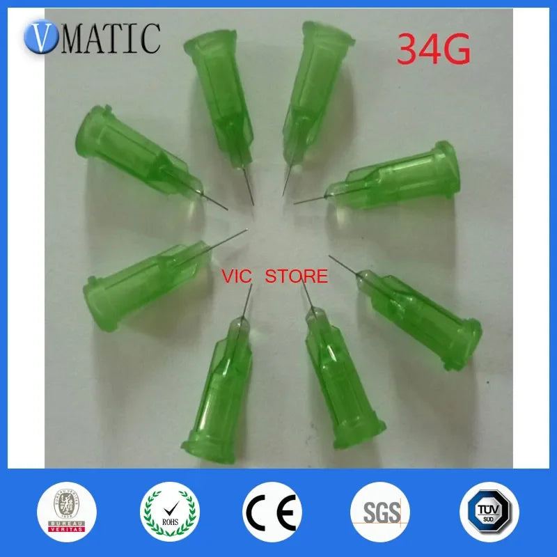 High Quality Non Sterilized 100Pcs 34G 0.25'' Dispensing Glue Syringe Barrel Needle Tip 1/4 Inch