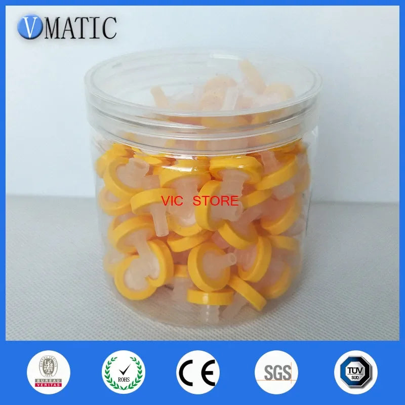Free Shipping 100Pcs 13mm 0.22um Plastic Yellow Syringe-Driven Filter Syringe Filter Water Solution Filtration Membrane