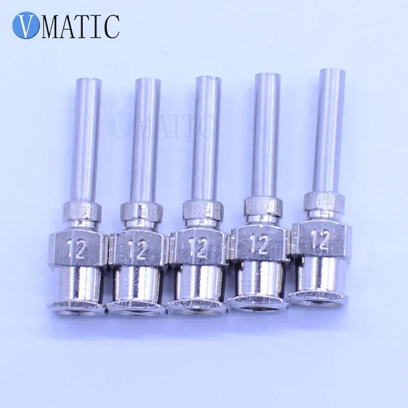 Free Shipping 0.5'' 12G All Metal Blunt Stainless Steel 12 Pcs Adhesive Fluid Glue Dispensing Syringe Needle Tips 1/2 Inch