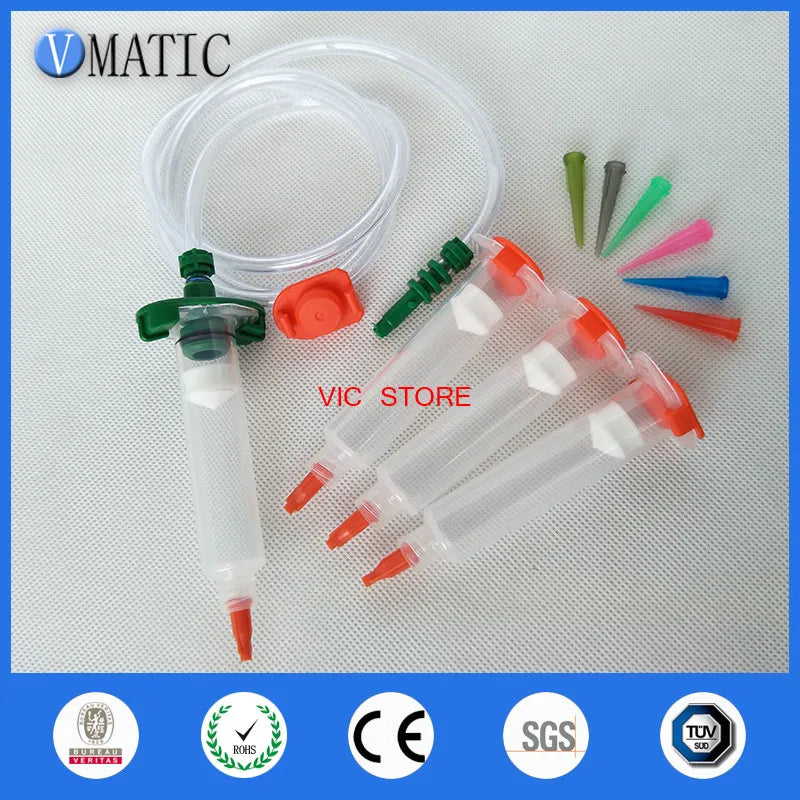 High Quality 10cc 10ml Liquid Dispenser Solder Paste Adhesive Glue Pneumatic Syringe + Dispensing Needle Tip