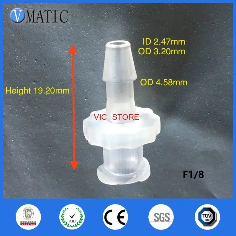 Industrial-Grade 1.6mm Barbed Connector 10-Pack ▶ FDA+RoHS Fluid Transfer Fittings（Chemical Resistant PP）