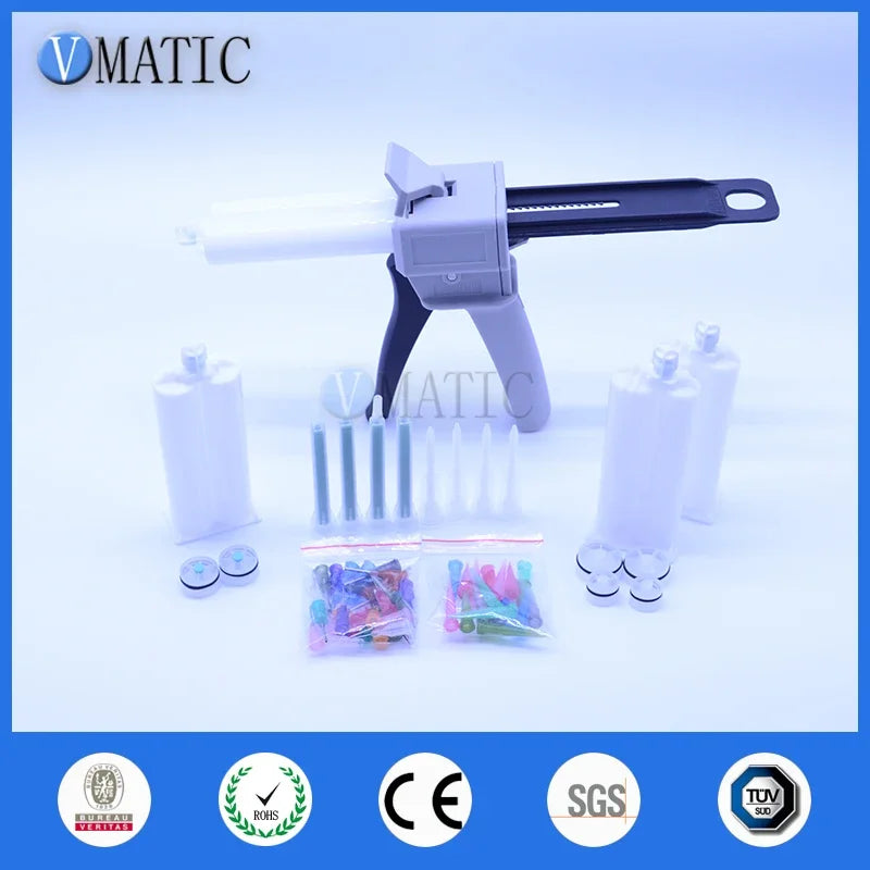Free Shipping Ab Glue Cartridge 2:1 1:1 Universal 50ml 50cc Manual Dispense Gun With Cartridge & Static Mixing Nozzle