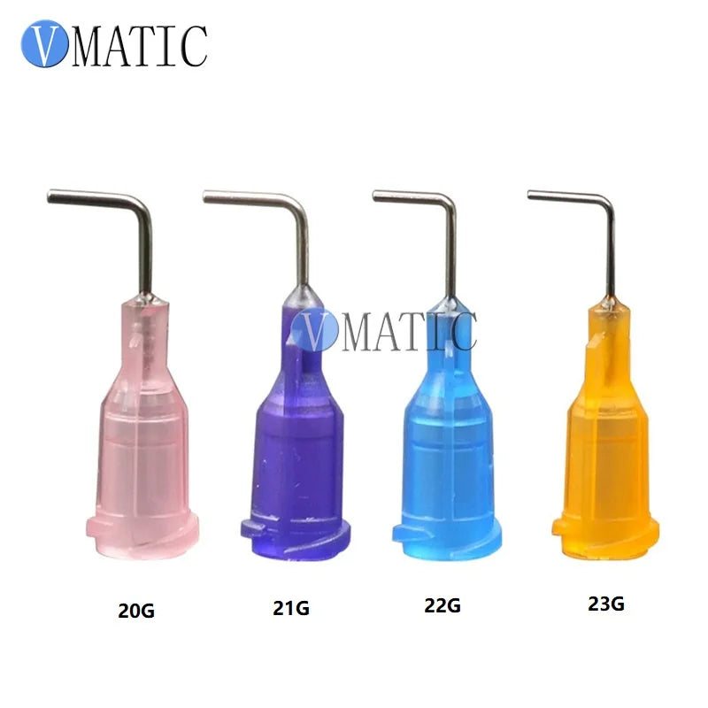 High Quality 100Pcs 23G Orange Color 0.5'' Tube Length 90 Degree Bent Glue Dispensing Needle Tip 1/2 Inch