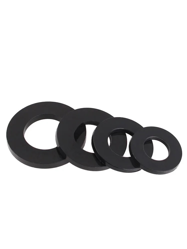 Black PA66 Nylon Plastic Flat Washer Plane Spacer M2 M2.5 M3 M4 M5 M6 M8 M10 M12 M14~M20 Insulation Gasket Ring For Screw 1~3mm